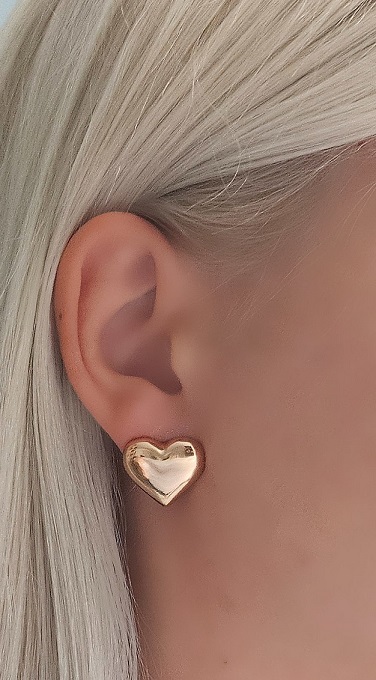 Nagy méretű srófos szív fülbevaló - Image 2